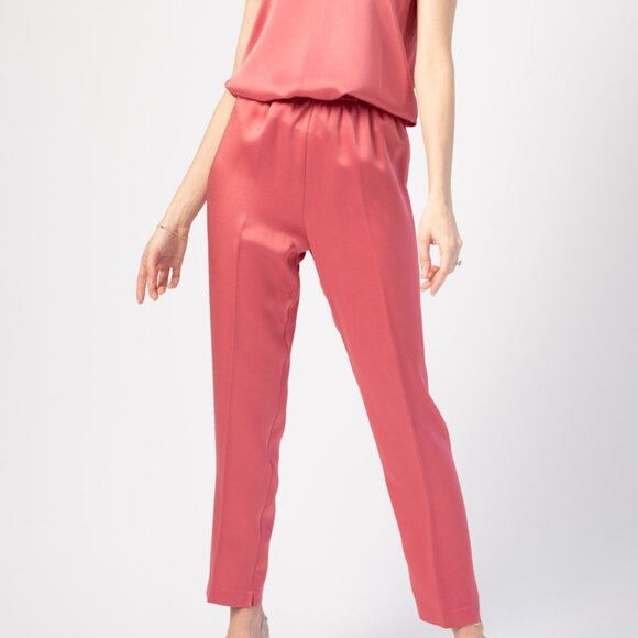 FORTE FORTE Envers Satin Crepe Pants in Hibiscus - Picture 2 of 4